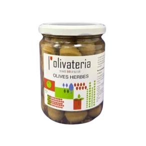 Bote olivas con hierbas