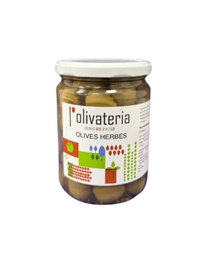 Bote olivas con hierbas